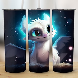 Light Fury Tumbler Wrap 20oz Skinny PNG Sublimation Design Instant Digital Download How To Train Your Dragon Toothless