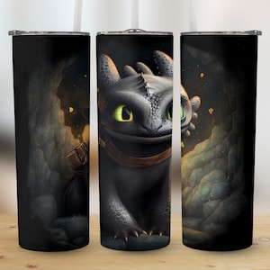 Toothless Tumbler Wrap 20 oz Skinny PNG Sublimation Design Instant Digital Download How To Train Your Dragon Night Fury