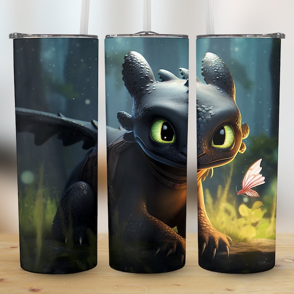 Baby Toothless Tumbler Cup Design 20oz Skinny Sublimation Tumbler Design Digital Download How to Train Your Dragon PNG Cute Toothless Gift