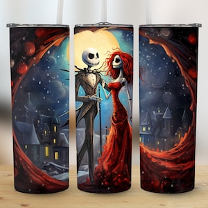 Jack Skellington Christmas Tumbler Wrap PNG 20oz Skinny Sublimation Instant Digital Download Jack Skellington PNG