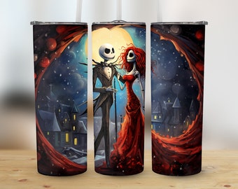 Jack Skellington Christmas Tumbler Wrap PNG 20oz Skinny Sublimation Instant Digital Download Jack Skellington PNG