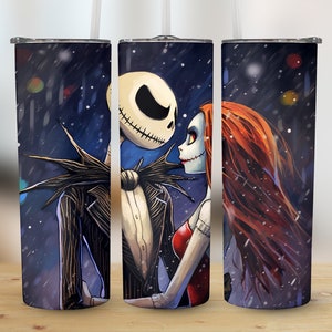 Jack Skellington Christmas Tumbler Wrap PNG 20oz Skinny Sublimation Instant Digital Download Jack and Sally PNG