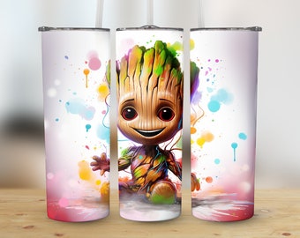Cute Baby Groot Tumbler Cup Design Baby Groot Tumbler Wrap 20oz Skinny Sublimation Digital Download Baby Groot PNG Baby Groot Sublimation