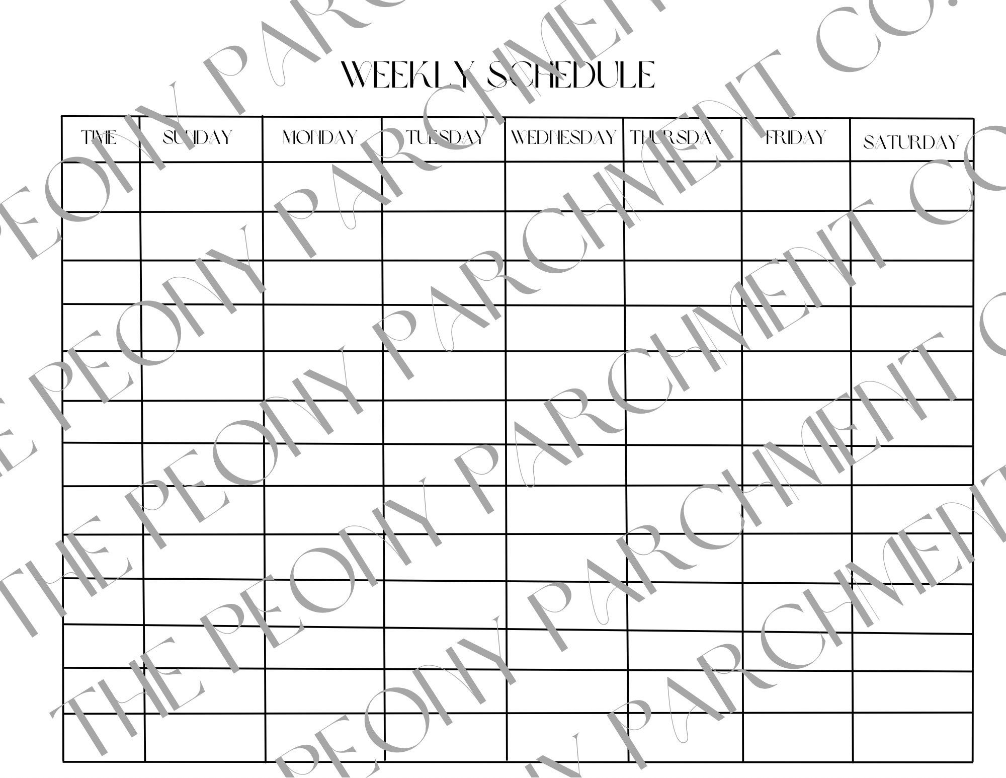 Weekly Schedule Printable Hourly Layout Etsy UK
