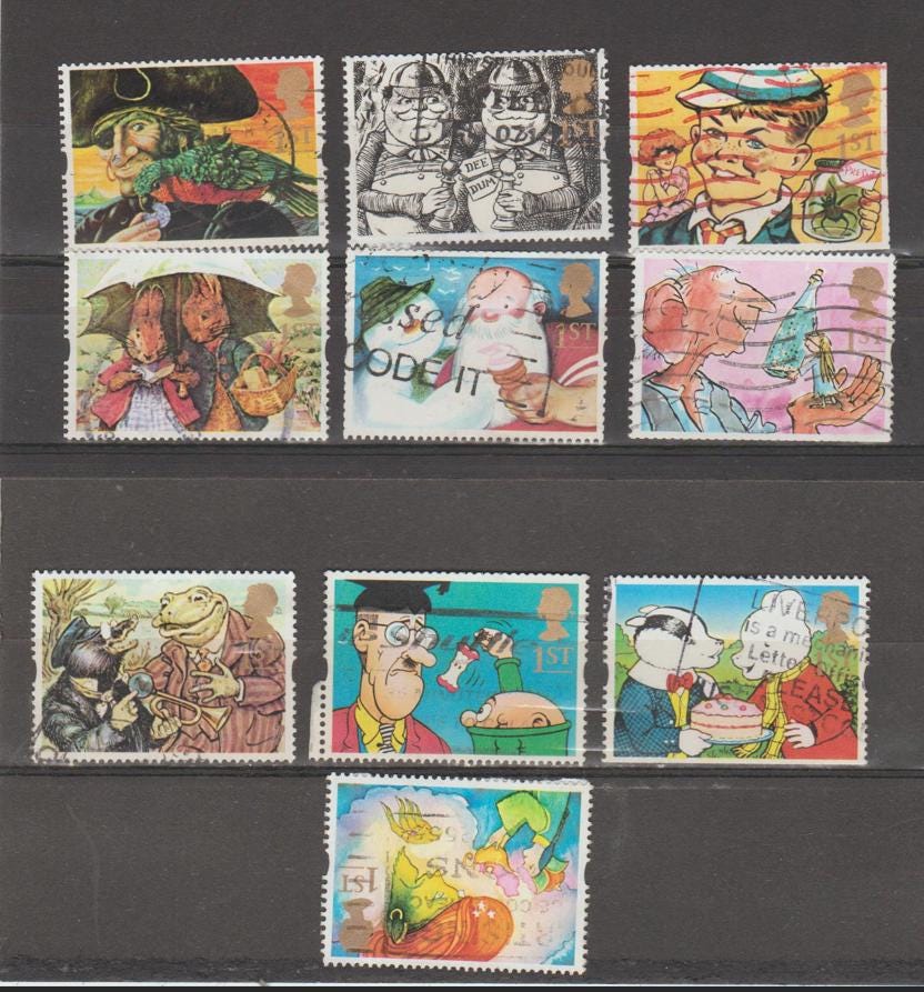 英国、ロイヤルメール郵便発行、使用済み記念切手10枚セット