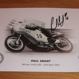 Stampa firmata da Paul Smart emessa nel 2012 per il 40° anniversario della vittoria nella 200 Miglia di Imola del 1972 per la Ducati