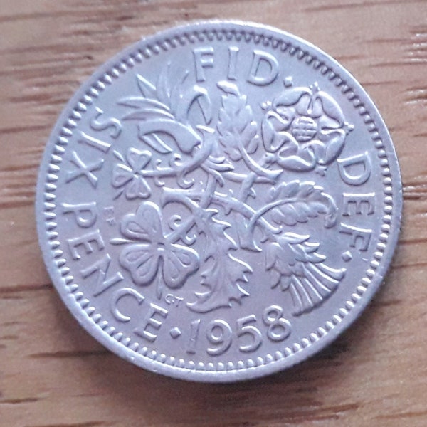 Great Britain issue circulated sixpence coin, dated 1958 QE11 era