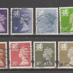 GB Porto Regional utgåva, Wales, 10 begagnade Machin-definitiver, 1972 och framåt