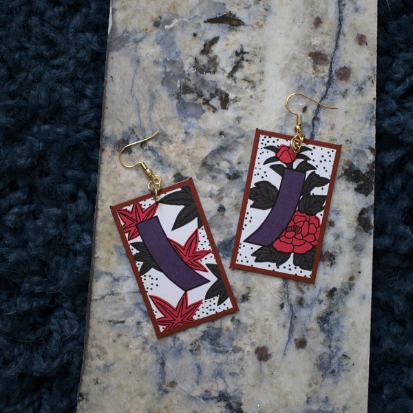 Series One Red Hanafuda Earrings