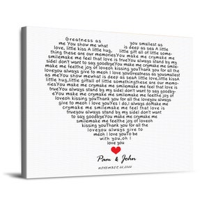 Personalized Song in Heart Shaped Photo or Canvas Prints with Couple&#39;s Names and Special Date on Way,Perfect Present for Anniversary,Wedding