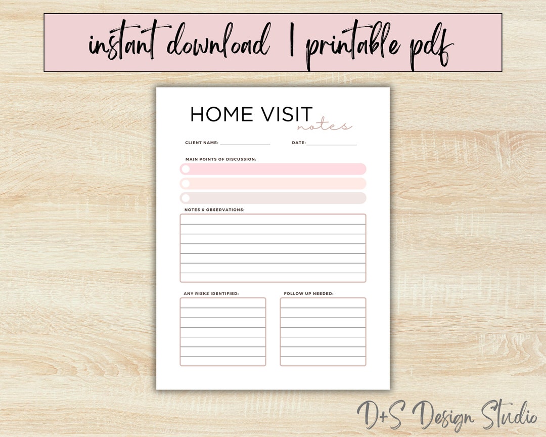 Home Visit Note Template, Social Worker Note, Case Management Note ...
