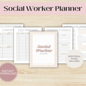 Social Work Digital Planner, Social Worker Monthly Planner, Weekly Planner, Social Worker Daily Planner Template, Printable Undated Planner