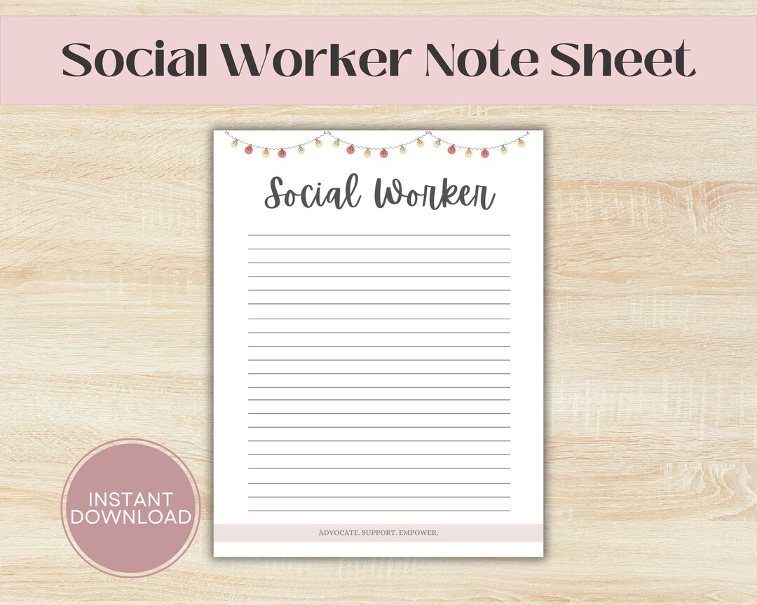 Social Worker Printable Note-taking Sheet, Social Worker Notes, Social ...