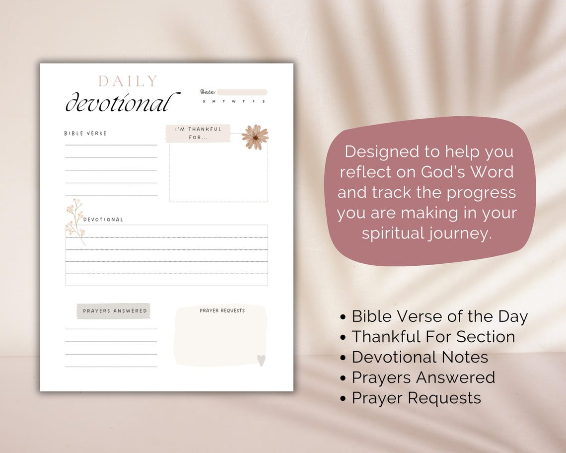 Daily Devotional Digital Template, Devotional Journal, Bible Study ...