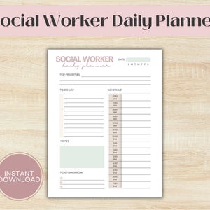 Social Worker Daily Planner Insert, Daily Planner Printable, Social Worker Weekly Planner, Printable Daily Planner