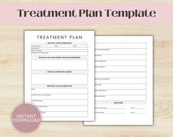 Treatment Plan Template, Mental Health Treatment Plan, Therapy Tools, Therapy Notes Template, Digital Treatment Plan, Patient Plan Template