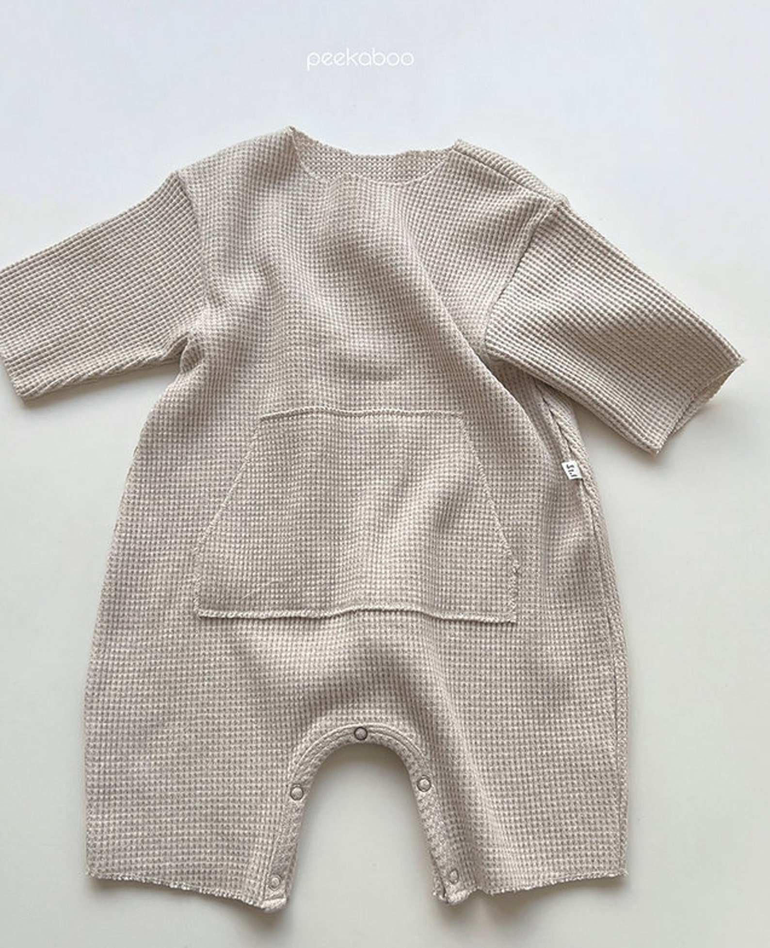 Baby Waffle Knit Romper W/ Pockets Snap Closure Solid Color - Etsy