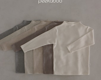 Kids Cotton Half Neck Long Sleeve Top: Soft Snug Fit Tee