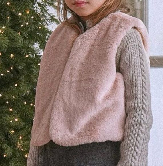 Girls' Faux Fur Vest * Soft Plush Holiday Outerwear