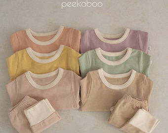 Conjunto de pantalones y top de manga larga de algodón para niños de primavera, conjunto de ropa para niños pequeños, ropa de colores pastel, conjunto de ropa colorida para hermanos