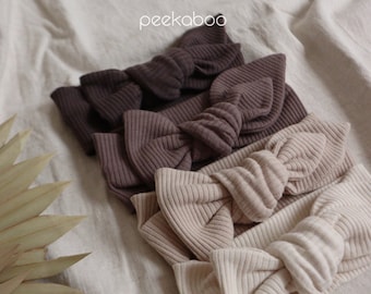 Baby Girl Knit Headband: Solid Color Bow, Fall Winter