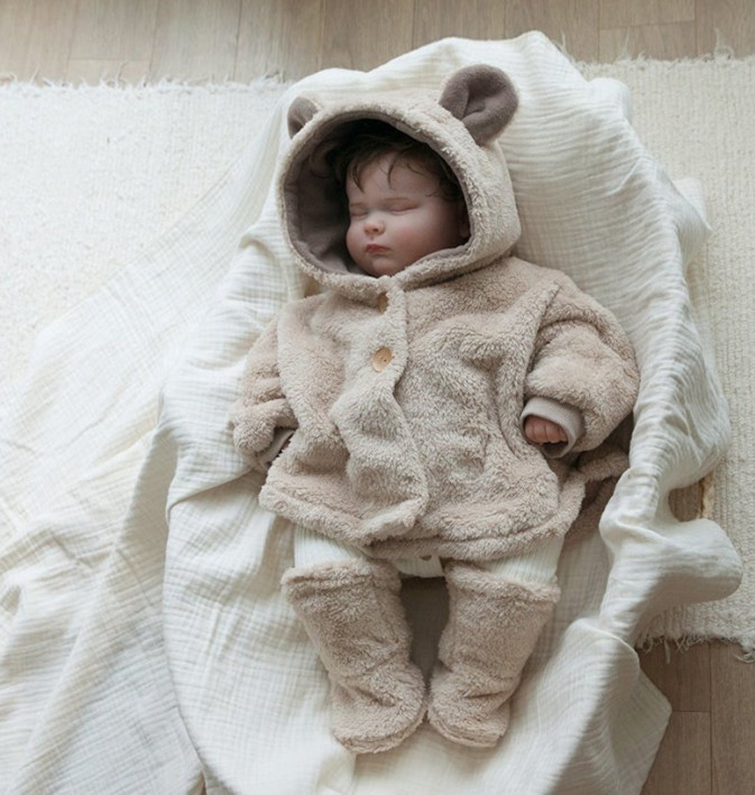 Baby Fleece Poncho Jacket, Soft and Warm Baby Winter Jacket, Bear
