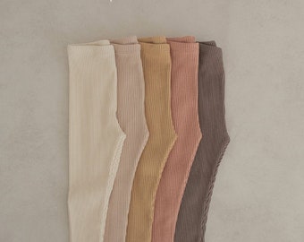 Neutral Ribbed Baby Leggings: Soft Cotton Blend Kids Pants