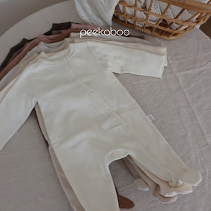 Baby Cotton Eyelet Long Sleeves Footed Romper For Boys for Girls optional hat Snug Fit Snap Closure Gift Birthday Christmas  Soft Warm Comfy