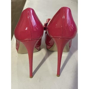 Valentino Garavani Bow Rosso Patent Leather PeepToe Platform Stiletto Heels 36.5 image 9