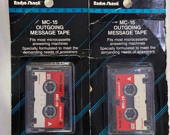 2 VTG Radio Shack MC-15 Telephone Answering Machine Tapes New In Package Sealed