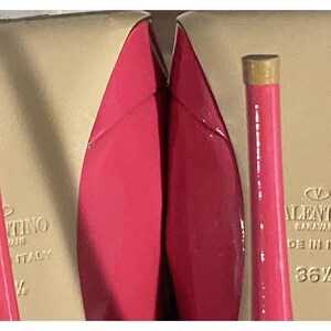 Valentino Garavani Bow Rosso Patent Leather PeepToe Platform Stiletto Heels 36.5 image 8