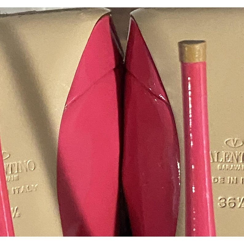 Valentino Garavani Bow Rosso Patent Leather PeepToe Platform Stiletto Heels 36.5 image 8