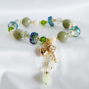 Aventurine | Crystals Beads | Key-Heart Lock Charm | Elastic Band Bracelet