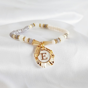 Perosnal Keepsake Letter E | Crystals Beads | Elastic Band Bracelet