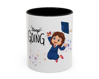 Inspirational Graduation Coffee Mug, &#39;Keep Going&#39; Motivational Cup, Gift for Graduates, Academic Achievements, Dream Big