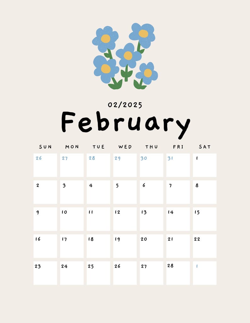 Printable Cute Floral 2025 Calendar/download Wall Calendar 2025 - Etsy