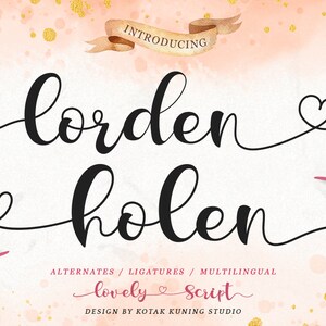 Lorden Holen - Beautiful Script font with heart swashes, Elegant Script, Feminine font, Valentine Font, Wedding Font, Modern Script Font
