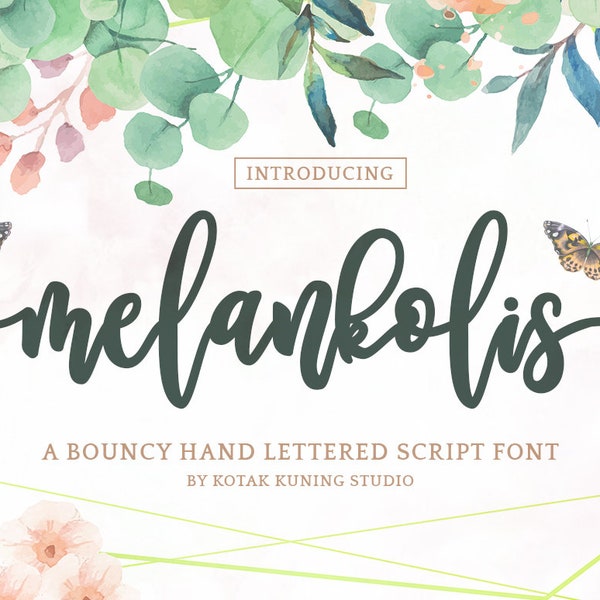 Modern Script Font, Handwritten Font, Font with Tail, Swash Font, Wedding Font, Cursive Font, Cricut Font, Canva Font - Melankolis Font