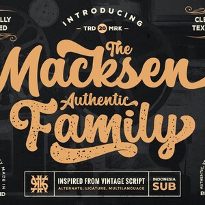 Macksen Font: Retro Bold Script, Vintage Textured Groovy Font