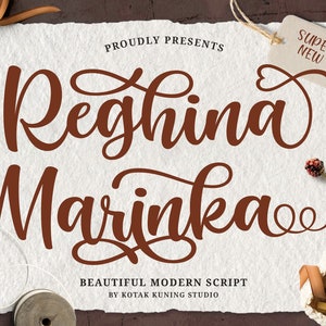 Reghina Font - Calligraphy Font, Cursive Script Font with love long tail, Wedding Font, Heart Font, Monogram Font, Logo Font, Cricut Fonts