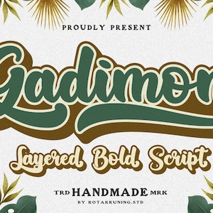 Gadimon Layered Bold Script Font, Retro font, Vintage Font, Groovy Font, 90s Font, Casual Font, Lettering Font, Canva Font, Hippie font