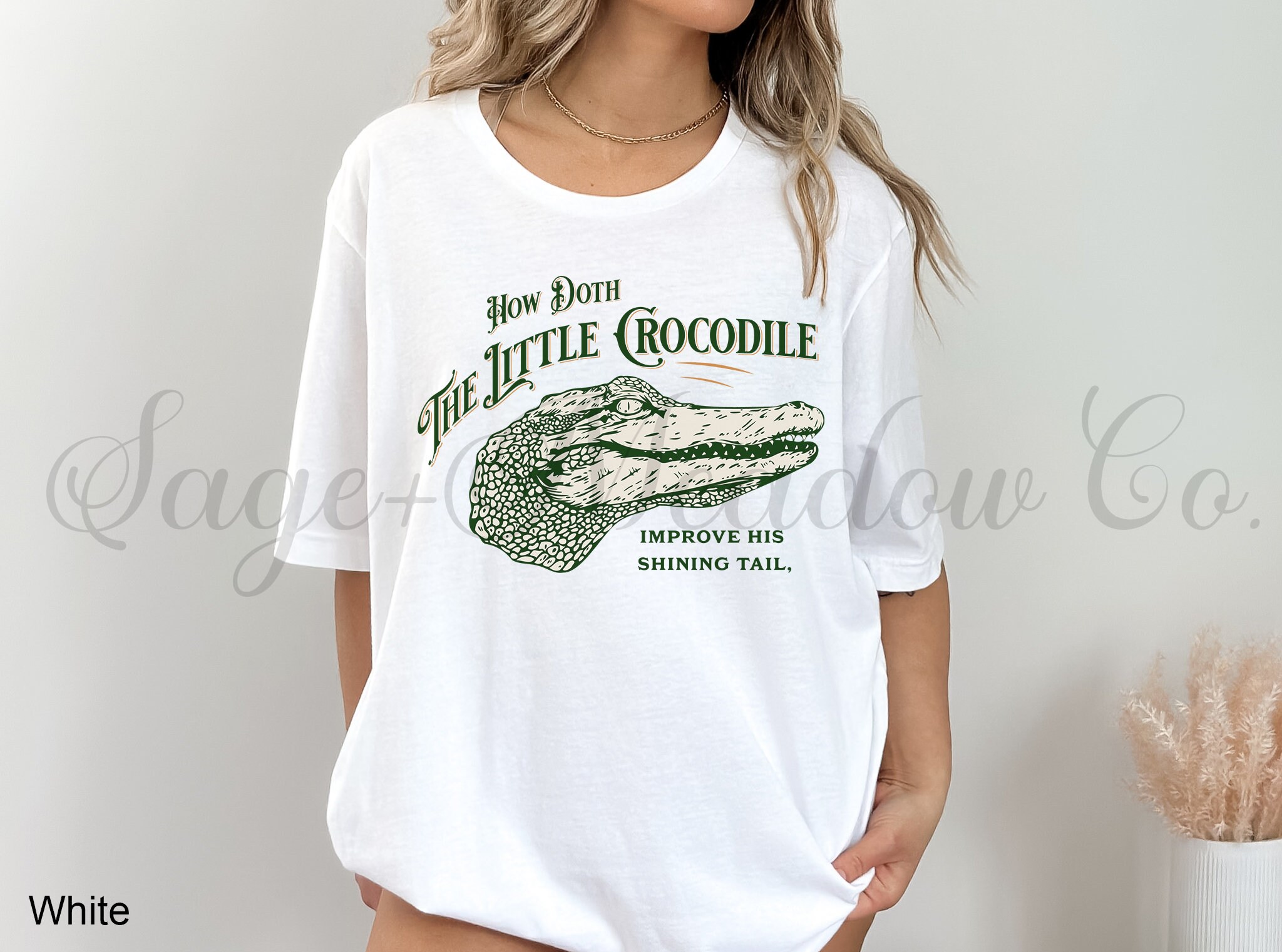 Alice in Wonderland Shirt How Doth the Little Crocodile Poem Printed on