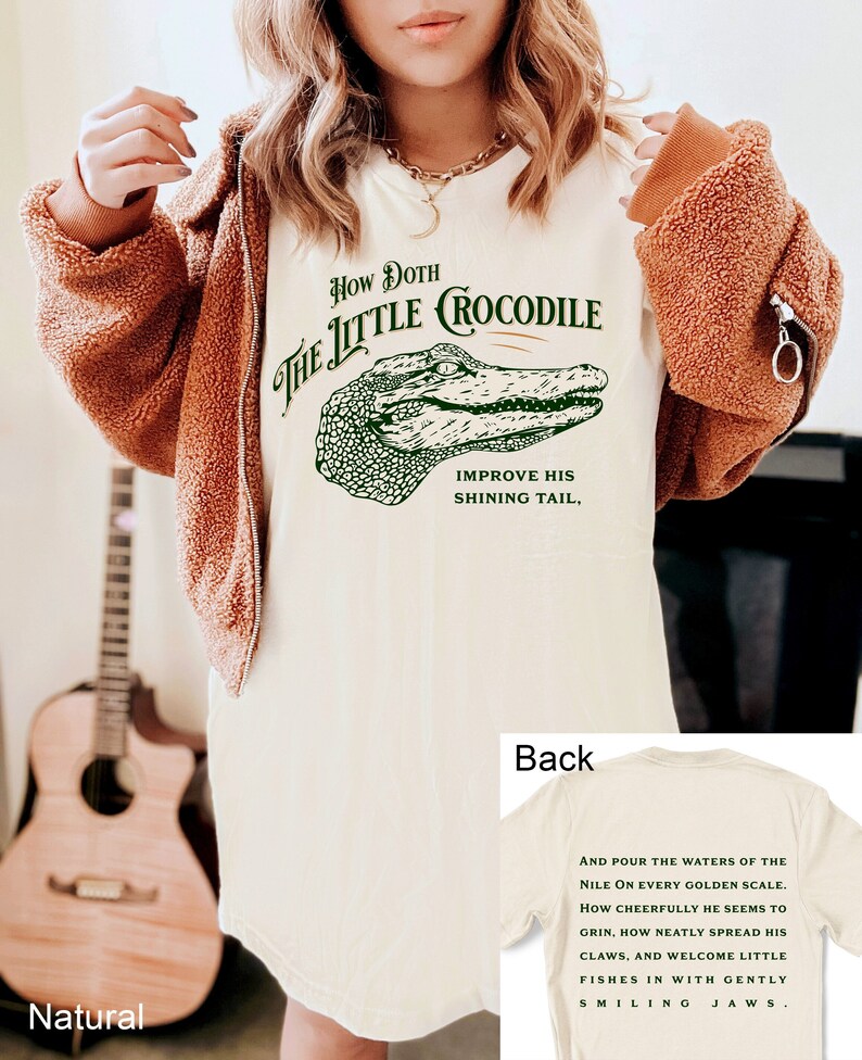 Alice in Wonderland Shirt How Doth the Little Crocodile Poem Printed on