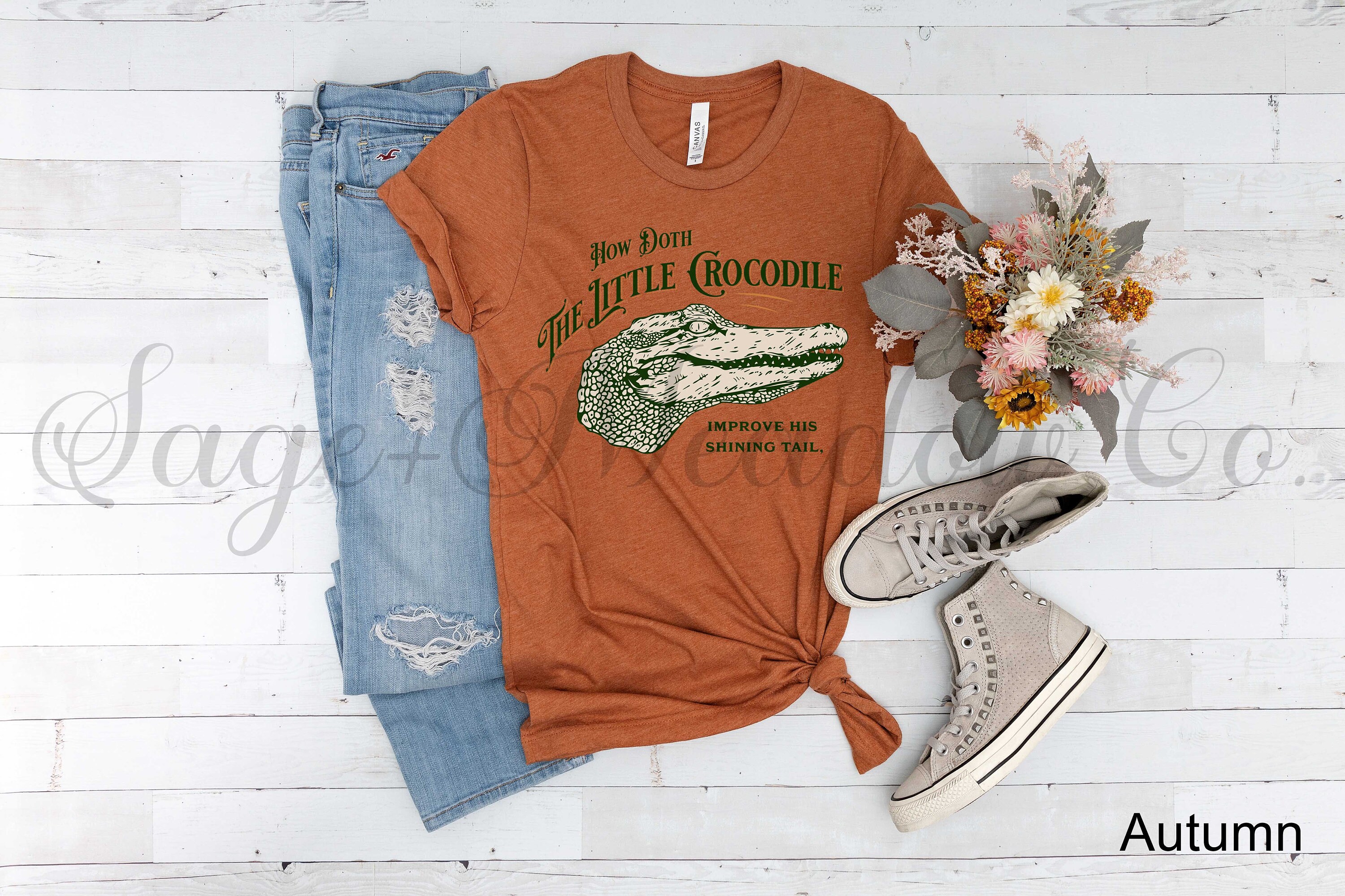 Alice in Wonderland Shirt How Doth the Little Crocodile Poem Printed on