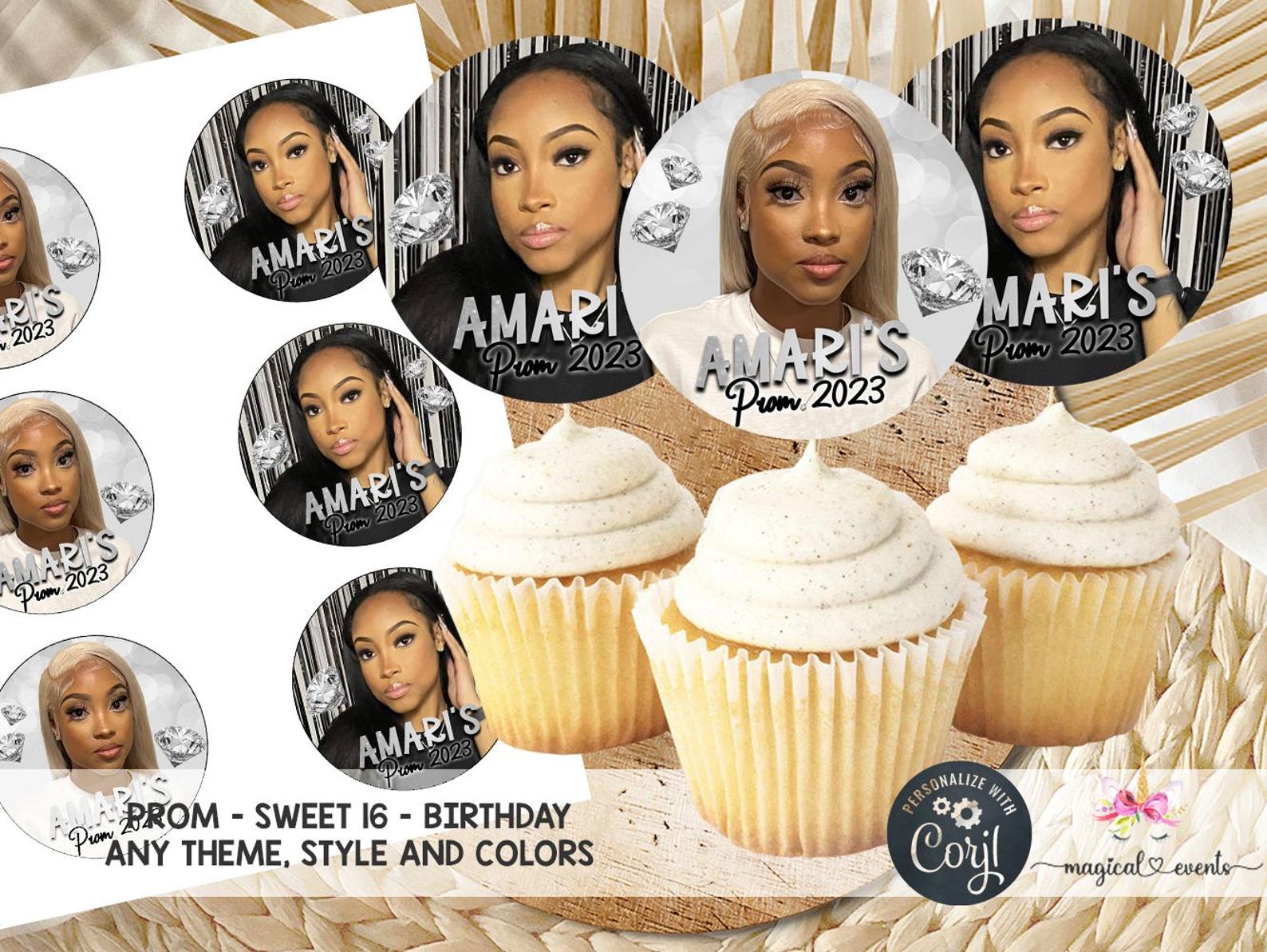 Prom Sweet Package Sweet 16 / Prom Cupcake Toppers, Girl Birthday Party Favor Favors ...
