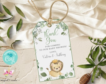 Lion cub boy baby shower tag, baby shower favors favor tags, customized lion tag, boy lion thank you tag, boy lion king baby shower, digital