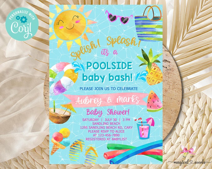 Summer Pool Baby Shower Invitation, Pool Summer Baby Shower Invite ...