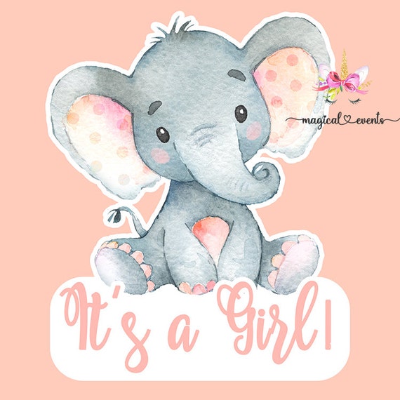 Pink Elephant Girl Baby Shower Cake Topper or Centerpiece, Girl