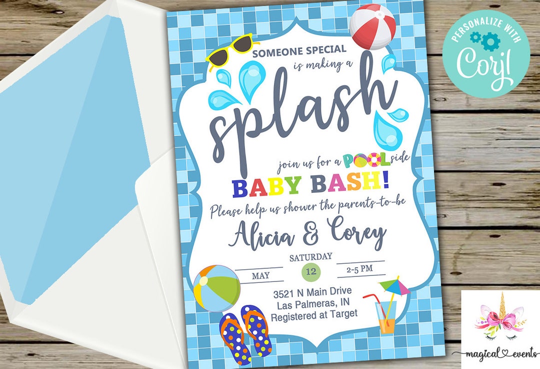 Summer Pool Baby Shower Invitation, Pool Summer Baby Shower Invite