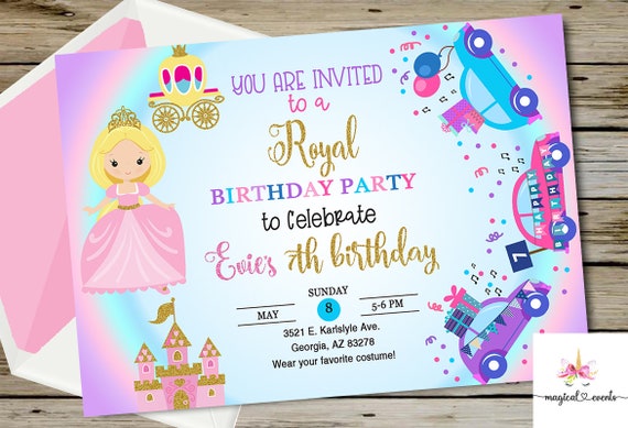 Invitation d'anniversaire Princesse personnalisée - Violet